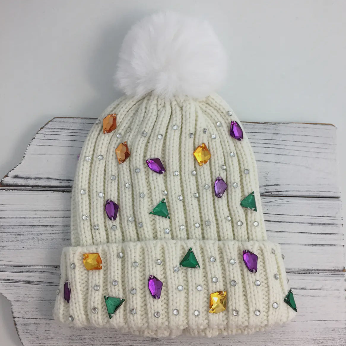 Jeweled Mardi Gras Beanie